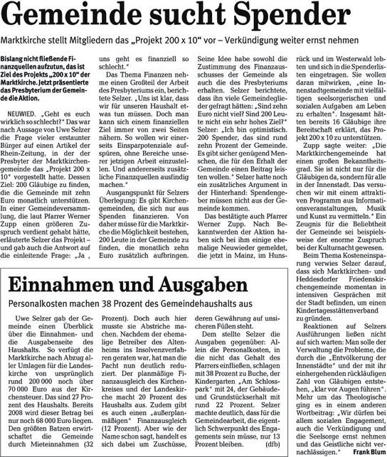 Artikel aus der Rhein-Zeitung vom 28.08.07